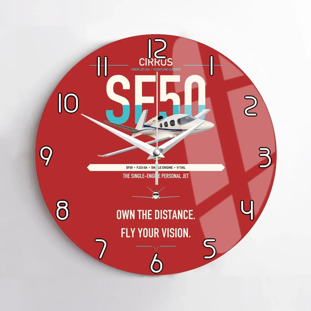 Cirrus Vision Jet G2+ design on red no frame wall clock