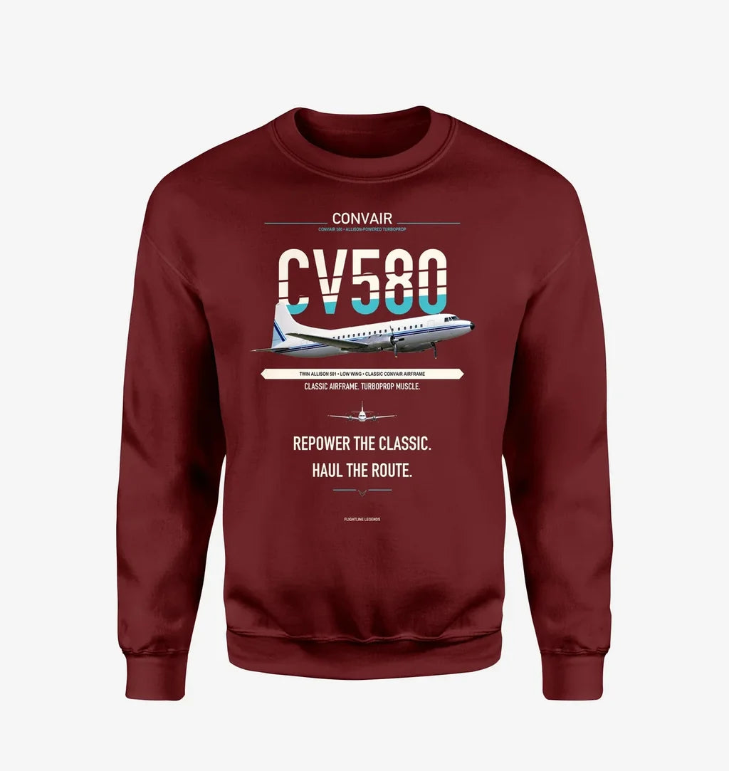 Convair 580 design on wine red sweatshirt