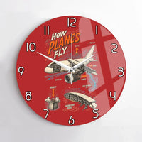 Thumbnail for How Planes Fly V2 design on red no frame wall clock