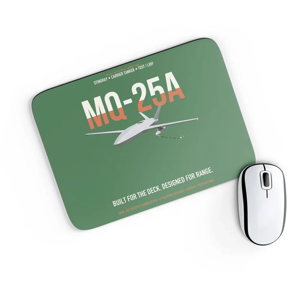 MQ-25A STINGRAY design on green rectangle mouse pad