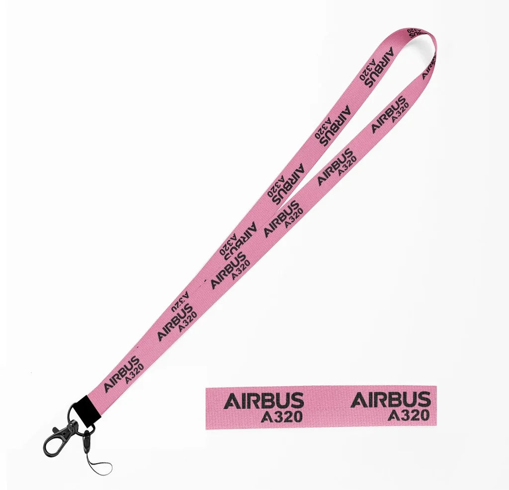 Airbus A320 & Text lanyard - pink