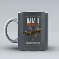 Thumbnail for Hawker Hurricane Mk I design on gray ceramic mug, double-side print