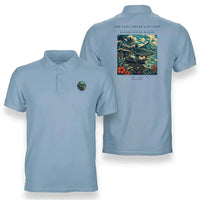 Thumbnail for VINTAGE G4405 - The Volcano Beach Strip - Double-Side Polo T-Shirt design on lightblue