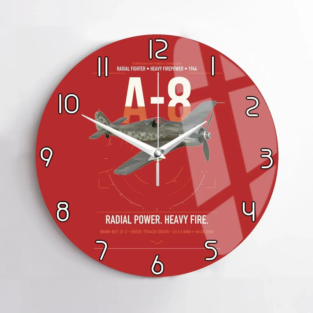 Focke-Wulf Fw 190A-8 design on red no frame wall clock