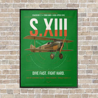 Thumbnail for SPAD S.XIII C.1 vertical canvas print - framed - green background