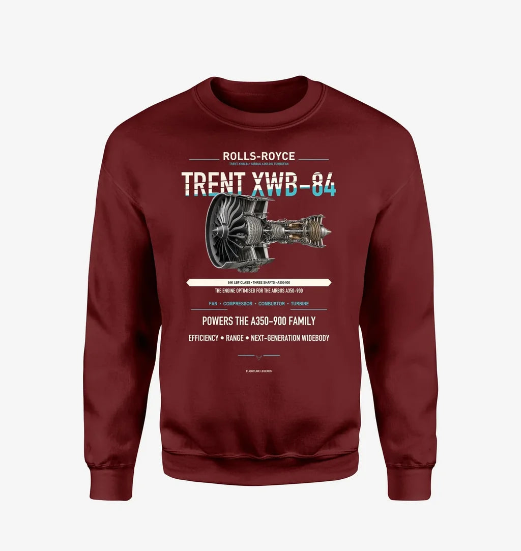 TRENT XWB-84 design on wine red sweatshirt