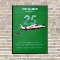 Thumbnail for Bombardier Learjet 25 vertical canvas print - framed - green background