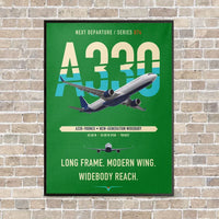 Thumbnail for Airbus A330-900neo vertical canvas print - framed - green background