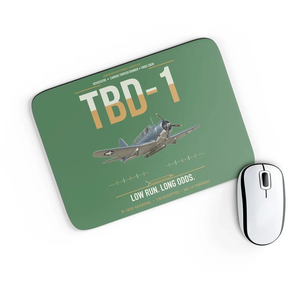 TBD-1 Devastator design on green rectangle mouse pad