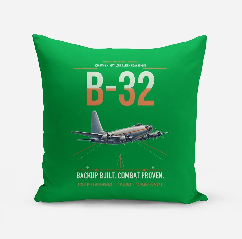 B-32 Dominator design on green pillow