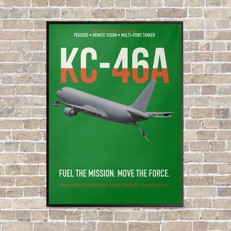 KC-46A PEGASUS vertical canvas print - framed - green background