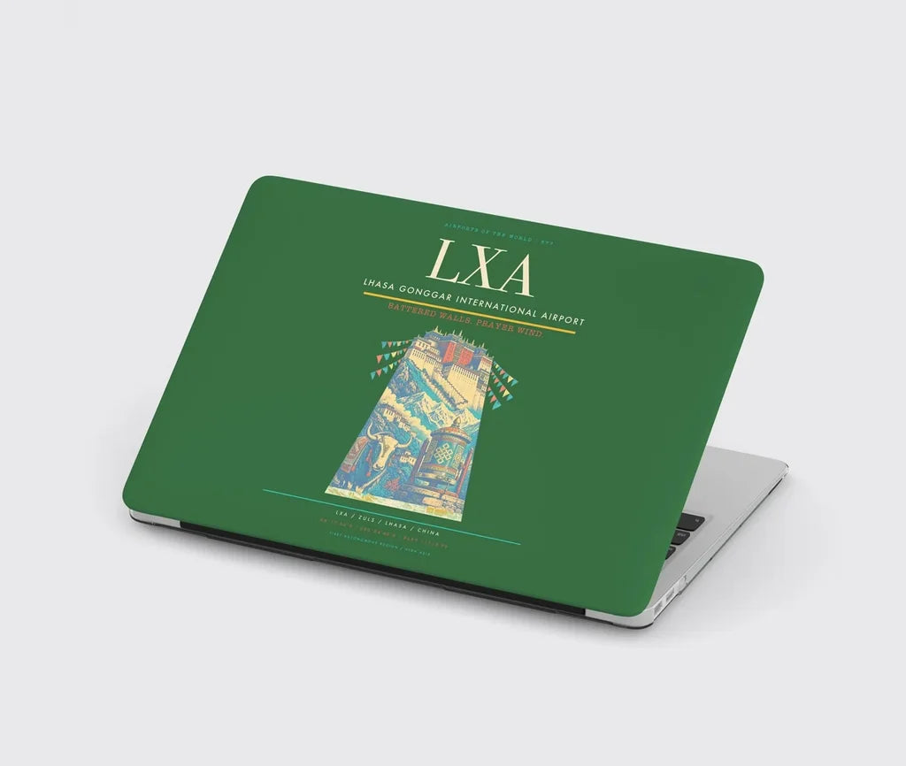 Lhasa Gonggar International Airport (LXA) design on green MacBook case