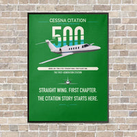Thumbnail for Cessna Citation 500 - Citation I vertical canvas print - framed - green background