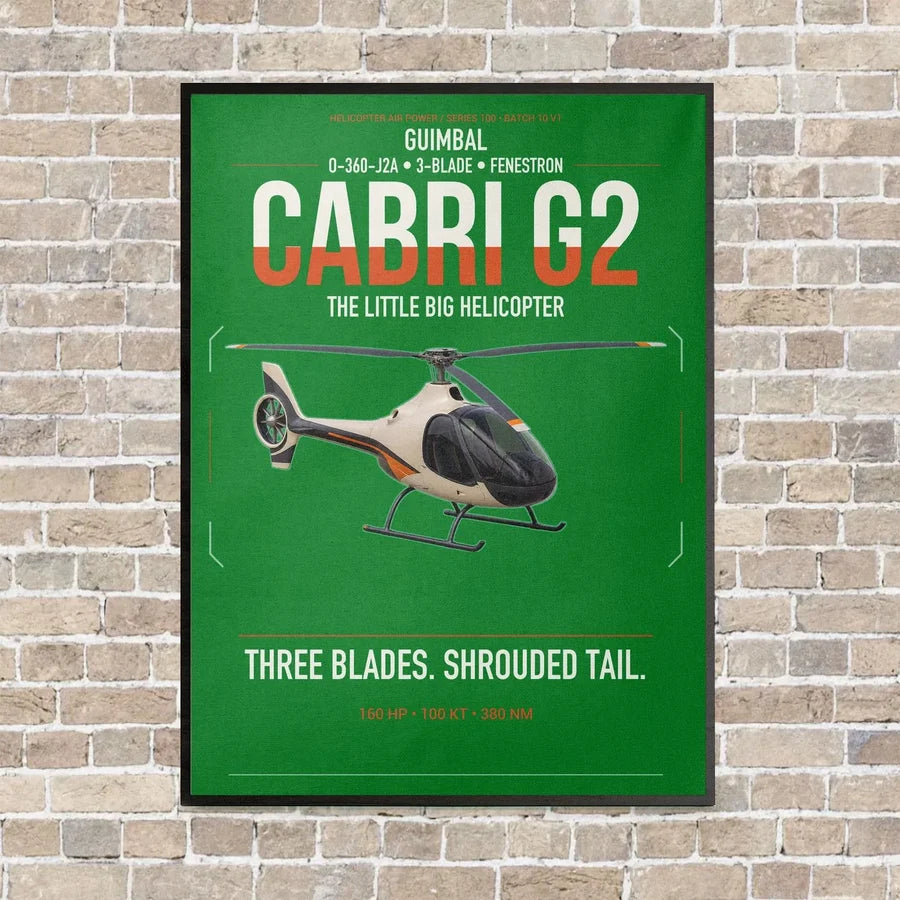 Guimbal Cabri G2 vertical canvas print - framed - green background