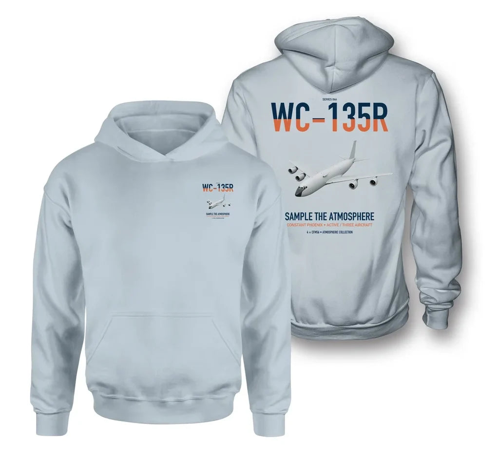 WC-135R Constant Phoenix design on light blue double-side hoodie, double-side print