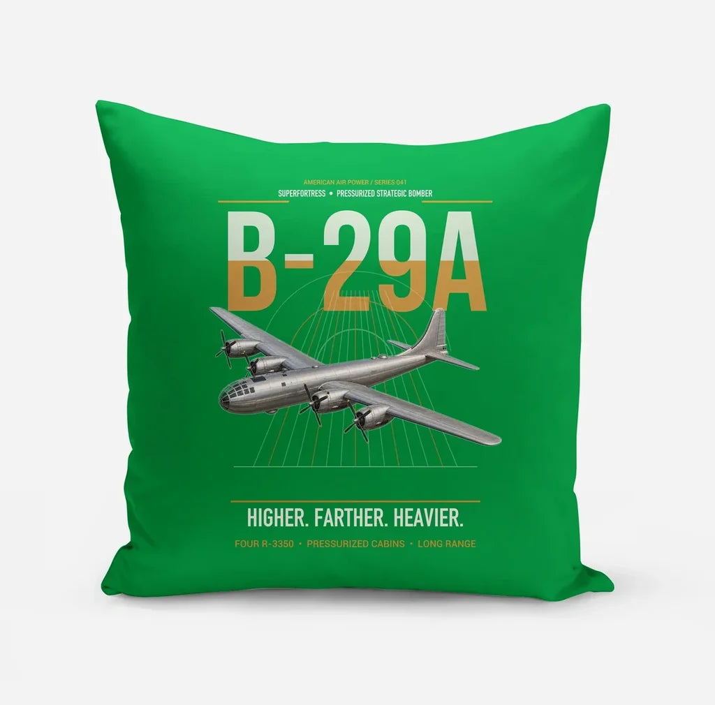 B-29A Superfortress design on green pillow