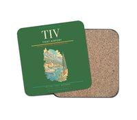 Thumbnail for Tivat Airport (TIV) design on green 1 piece coaster