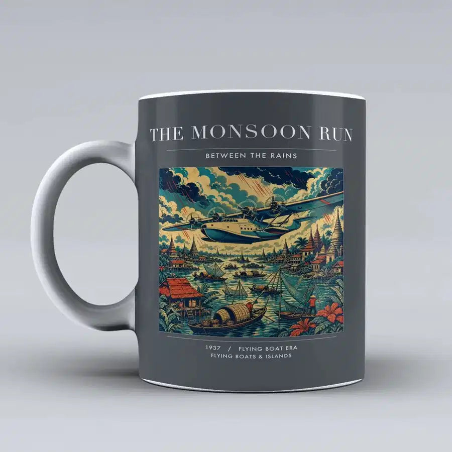 VINTAGE G4061 - The Monsoon Run - Ceramic Mug design on gray