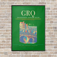 Thumbnail for Groningen Airport Eelde GRQ vertical canvas print - framed - green background
