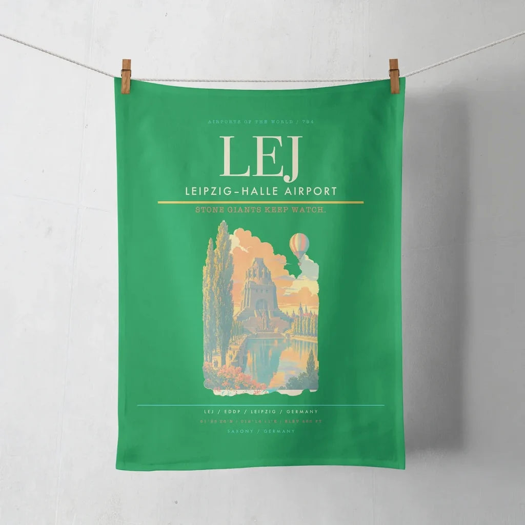 Leipzig–Halle Airport (LEJ) design on green towel