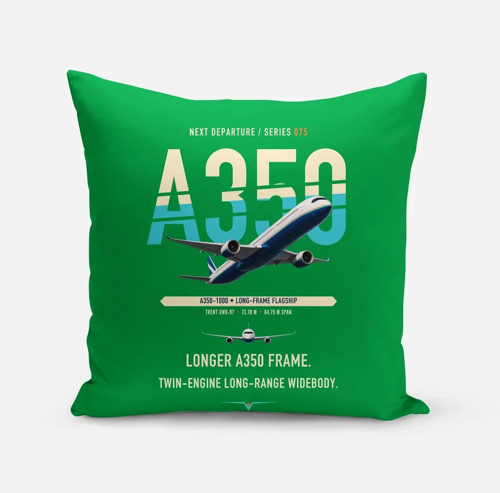 Airbus A350-1000 design on green pillow