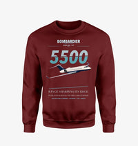 Thumbnail for Bombardier Global 5500 design on wine red sweatshirt