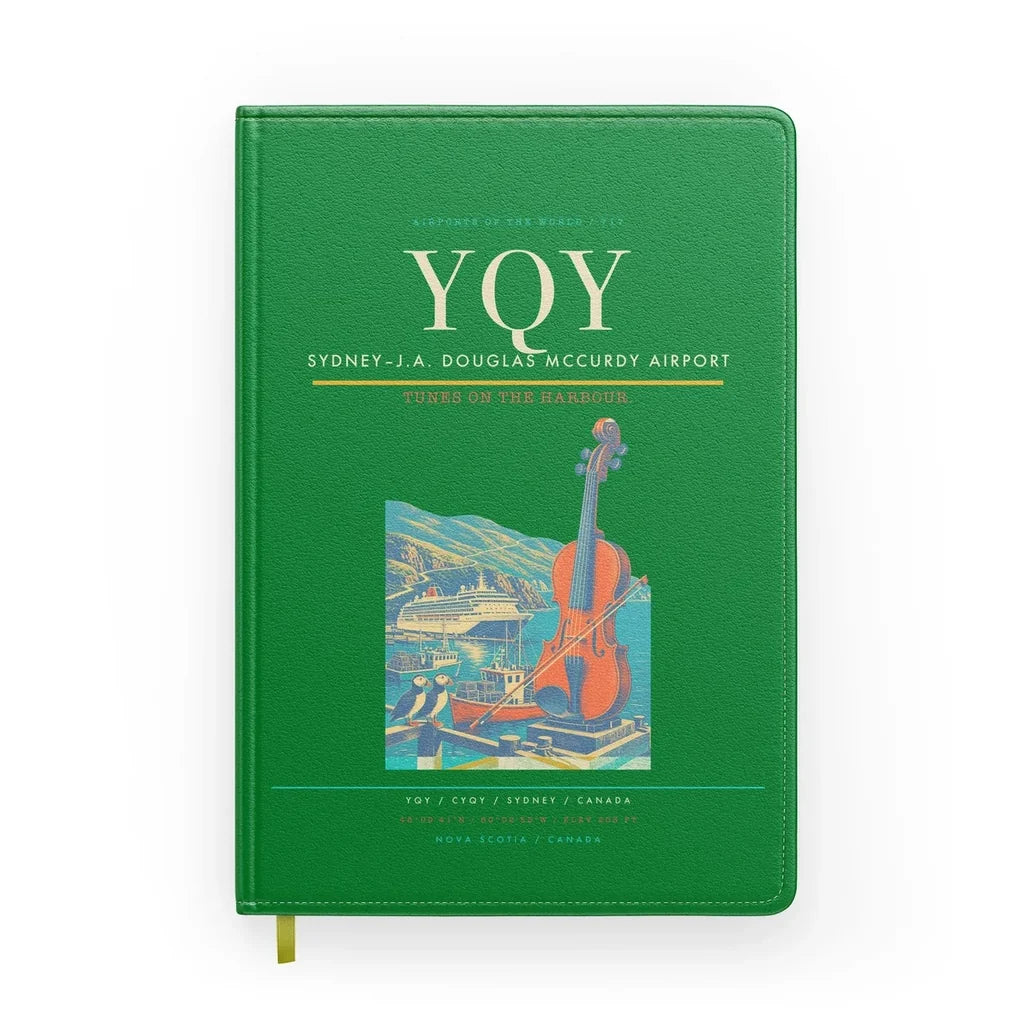 Sydney–J.A. Douglas McCurdy Airport (YQY) design on green notebook