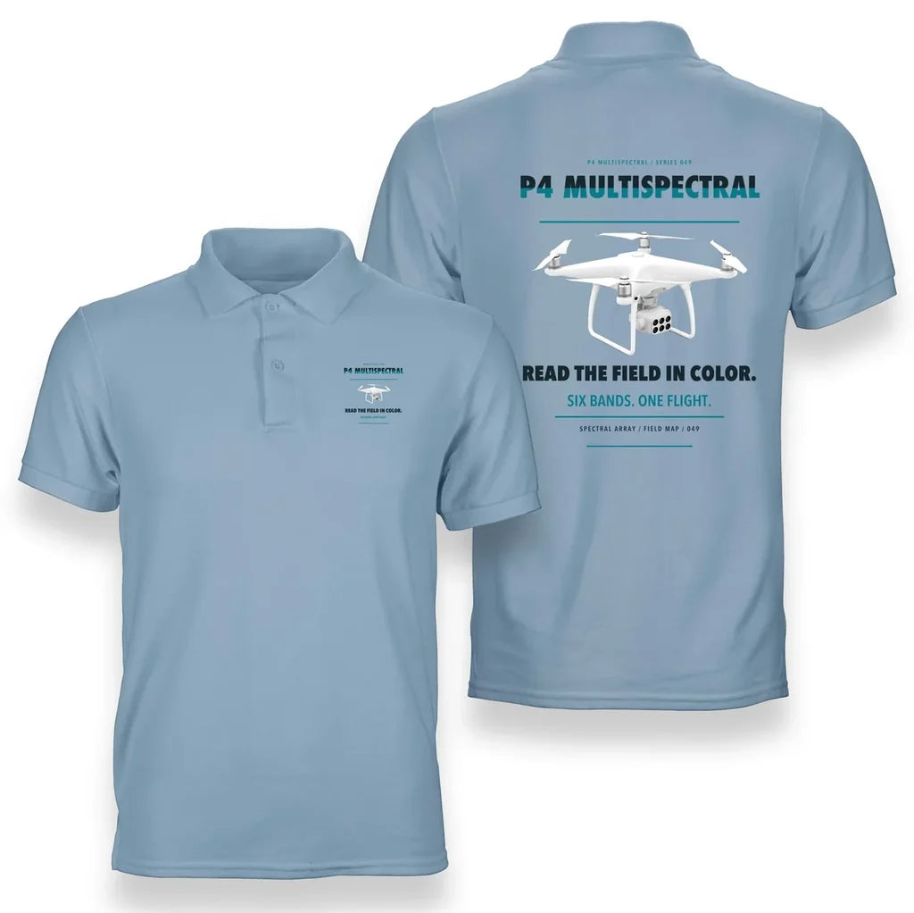 DJI P4 Multispectral design on light blue polo