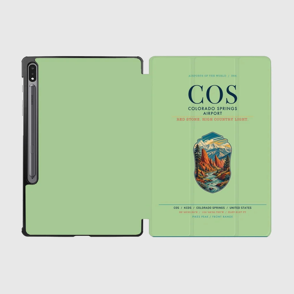 Colorado Springs Airport (COS) design on light green samsung tablet tablet case