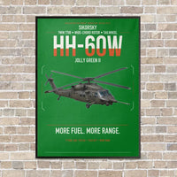 Thumbnail for Sikorsky HH-60W Jolly Green II vertical canvas print - framed - green background