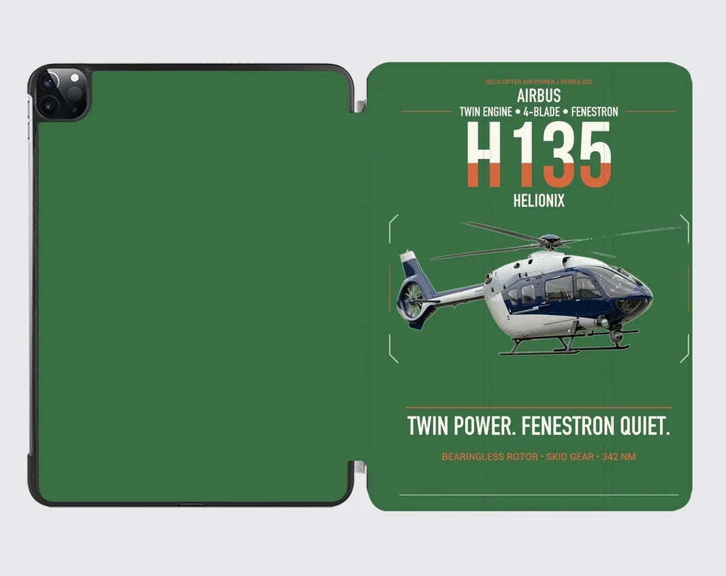 Airbus H135 design on green ipad tablet case
