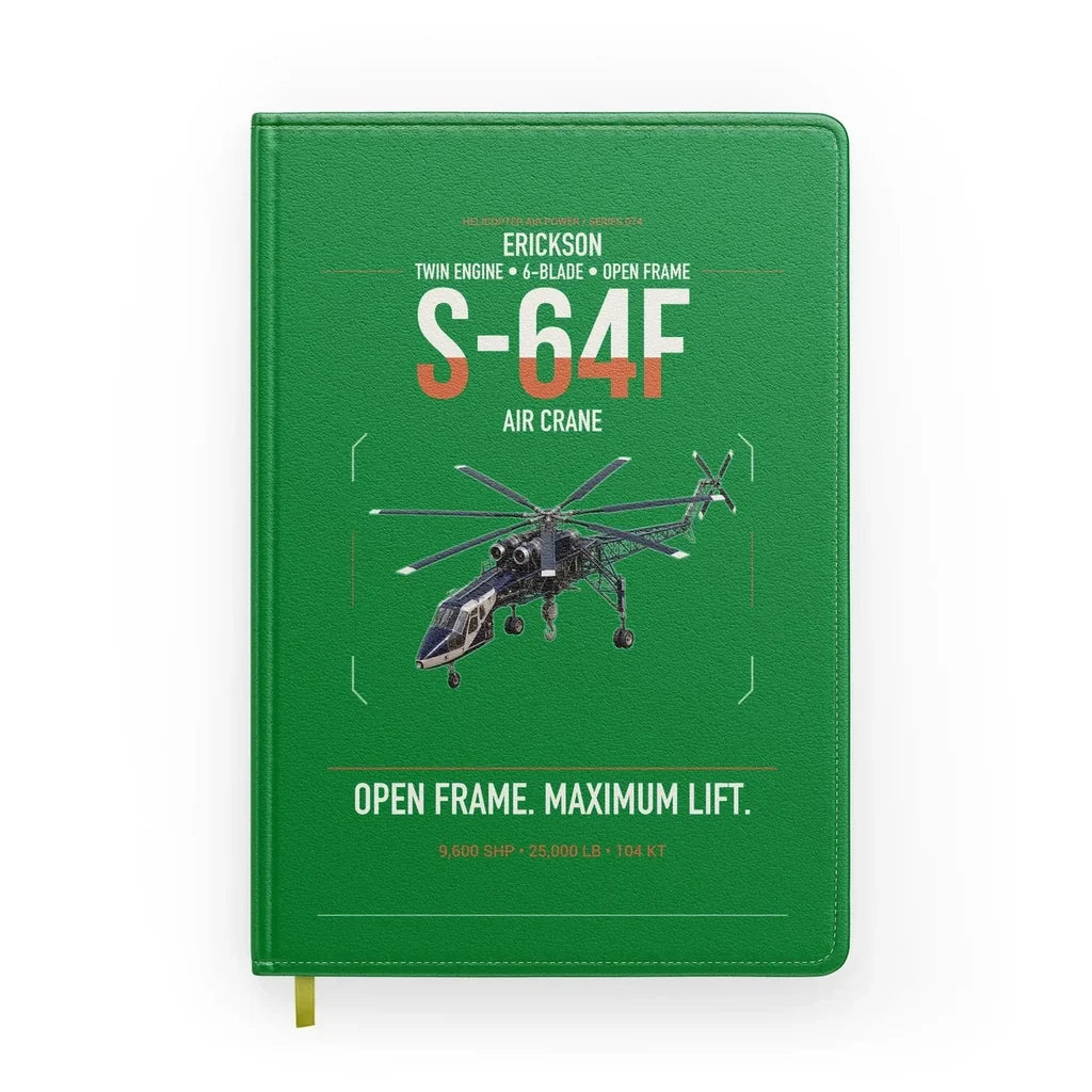 Erickson S-64F Air Crane design on green notebook