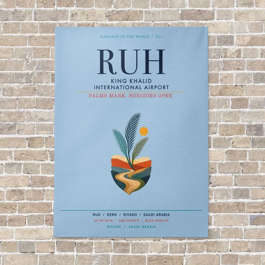 King Khalid International Airport RUH vertical canvas print - no frame - light blue background