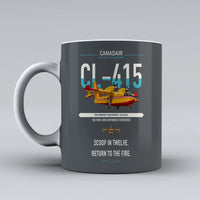 Thumbnail for Canadair CL-415 design on gray ceramic mug, double-side print