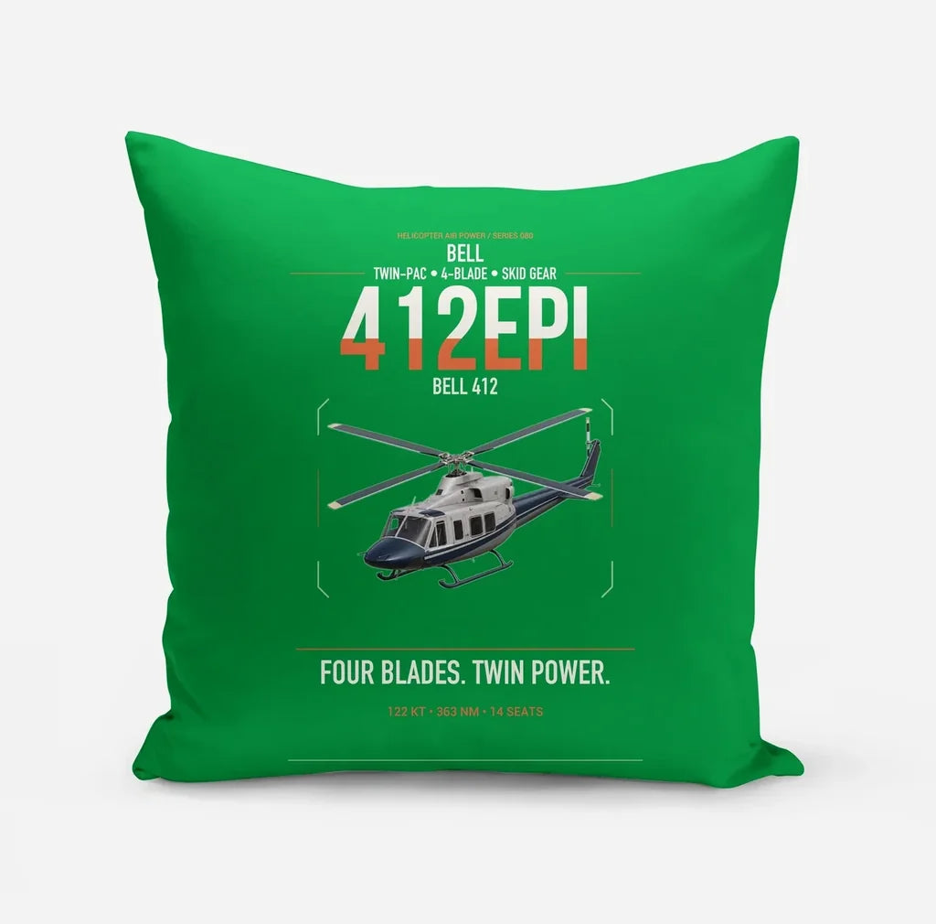 Bell 412EPI design on green pillow