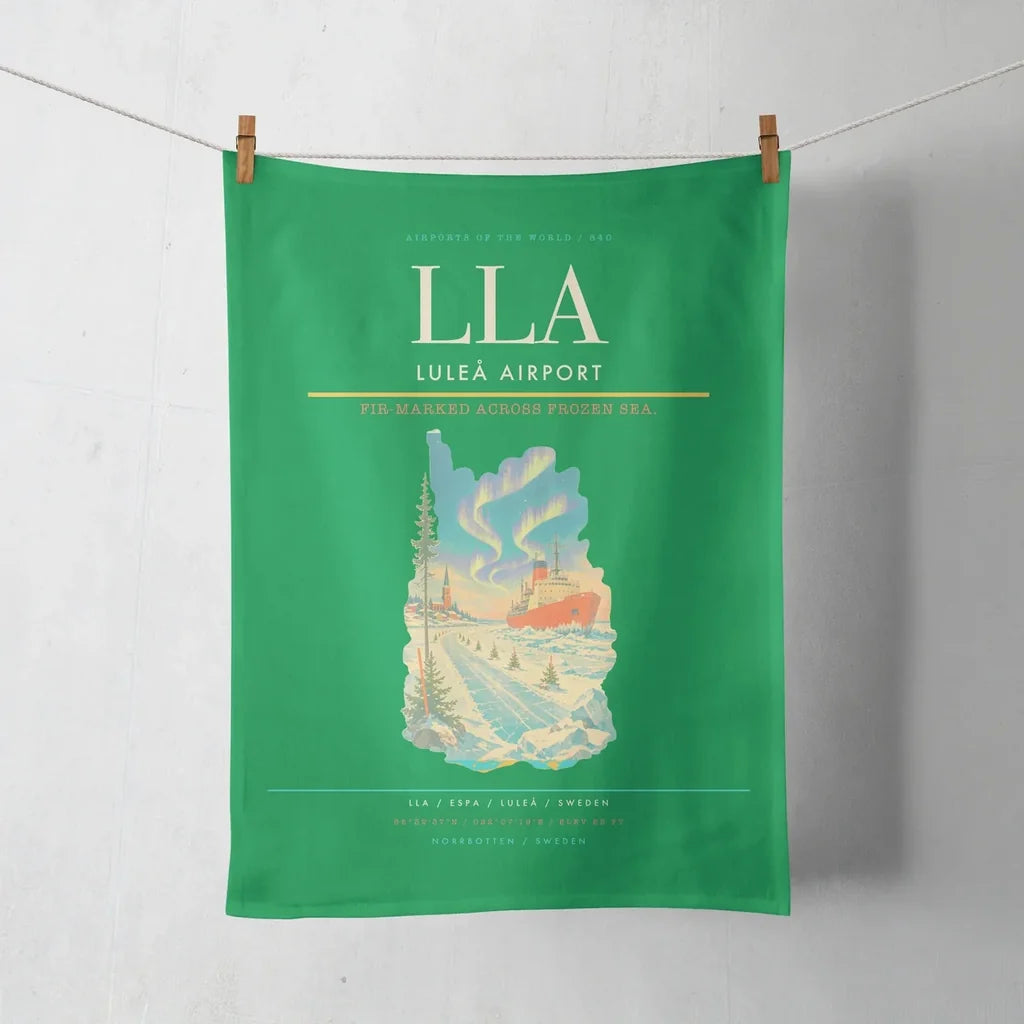 Luleå Airport (LLA) design on green towel