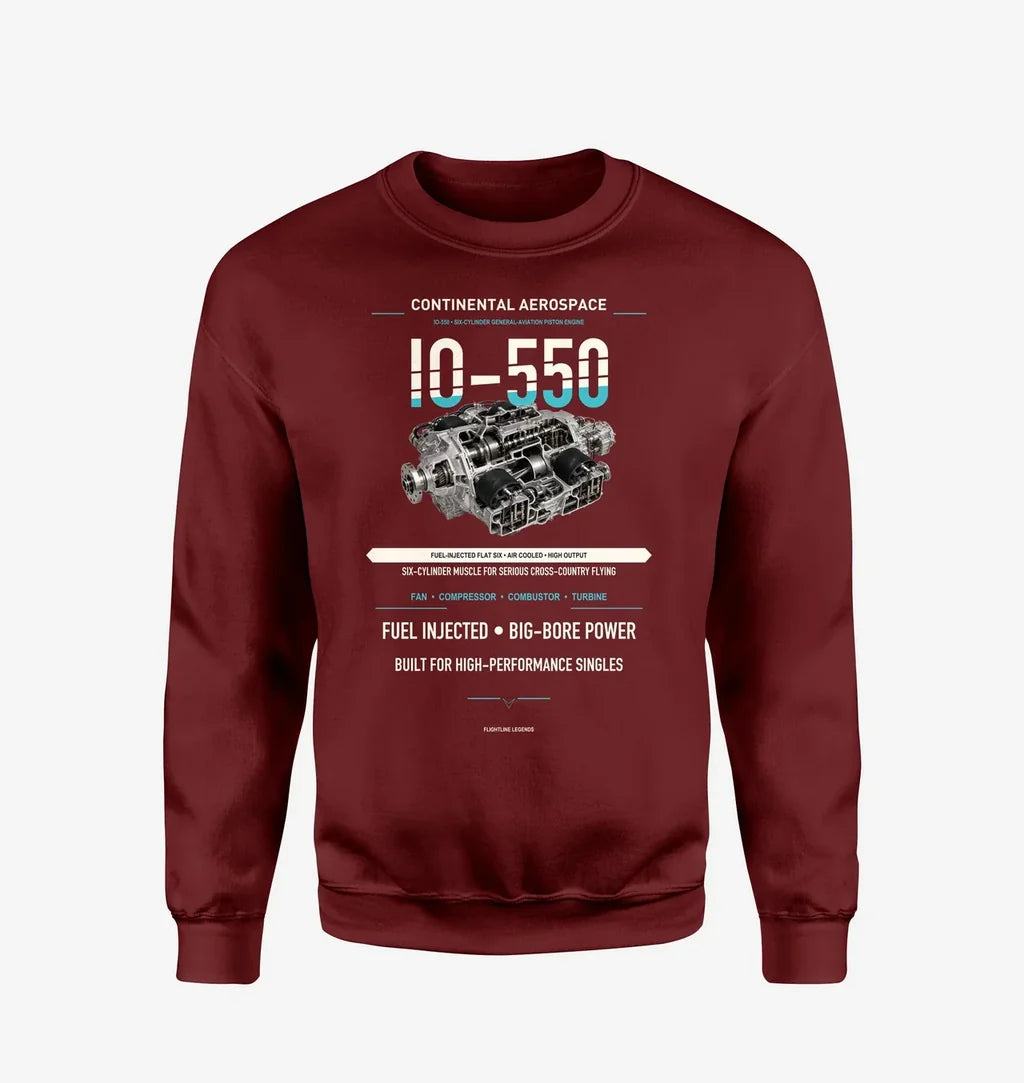 IO-550 design on wine red sweatshirt