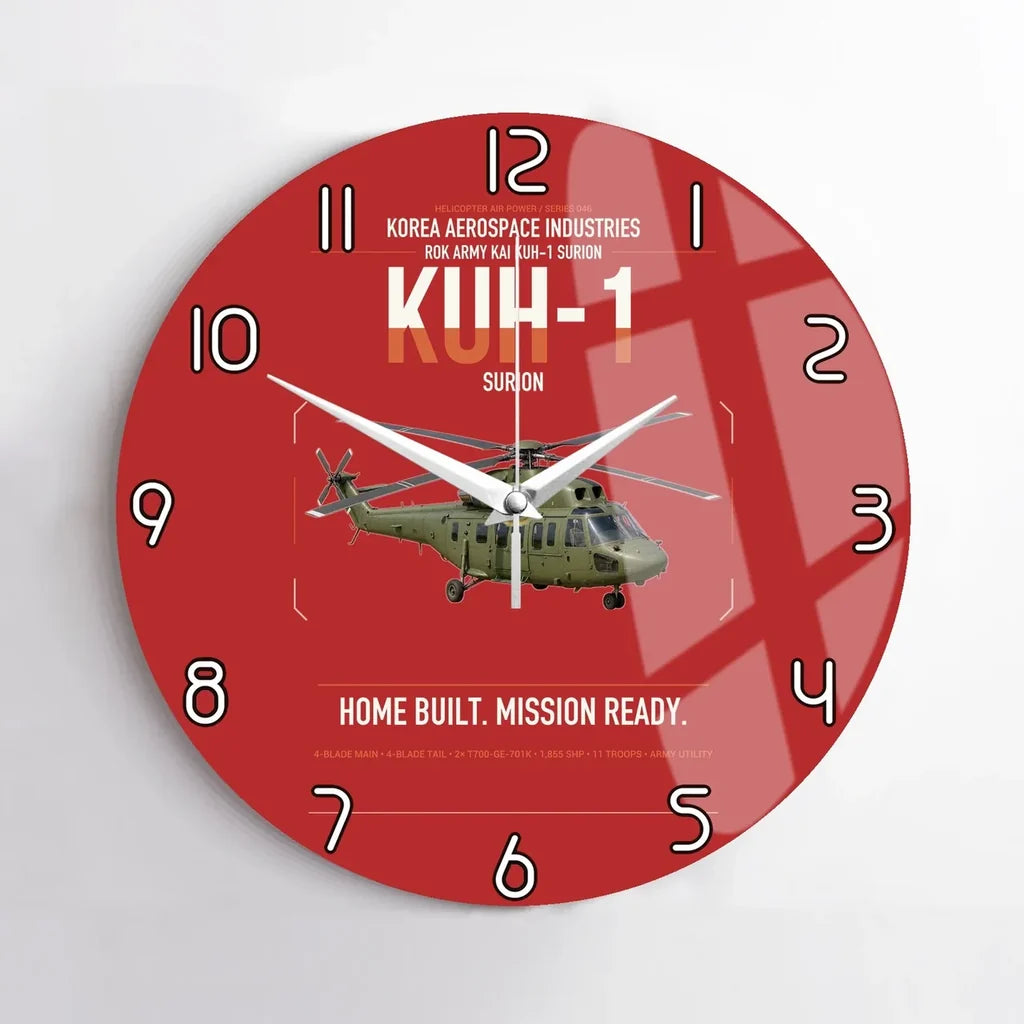 Korea Aerospace Industries KUH-1 Surion design on red no frame wall clock