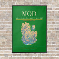 Thumbnail for Modesto City-County Airport MOD vertical canvas print - framed - green background