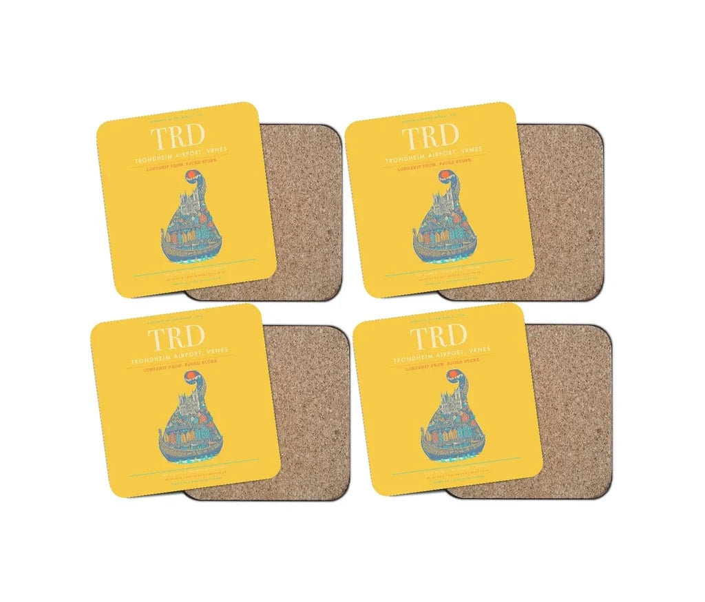 Trondheim Airport Vrnes TRD Coaster 4-Pieces-Set - Yellow