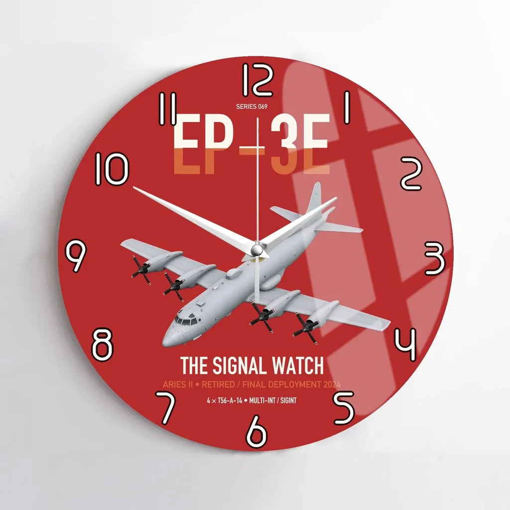 EP-3E ARIES II design on red no frame wall clock