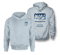 Thumbnail for Cessna 177B Cardinal design on light blue double-side hoodie, double-side print