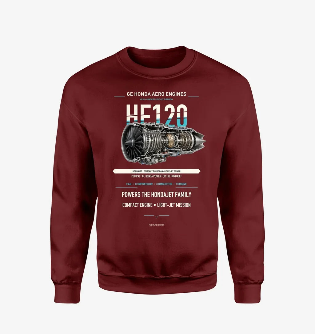 HF120 design on wine red sweatshirt
