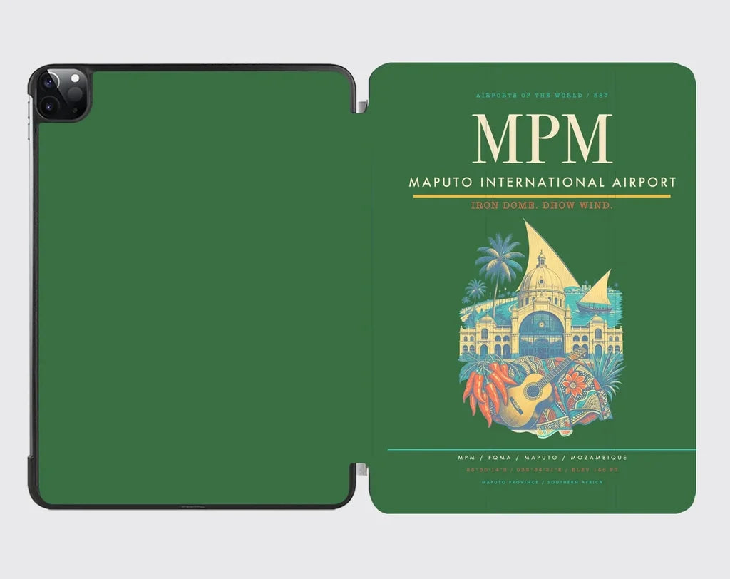 Maputo International Airport (MPM) design on green ipad tablet case