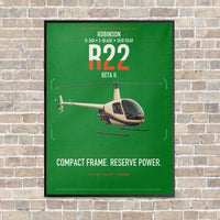 Thumbnail for Robinson R22 Beta II vertical canvas print - framed - green background