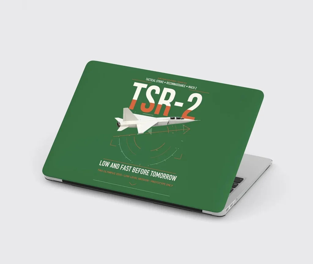 BAC TSR-2 design on green MacBook case