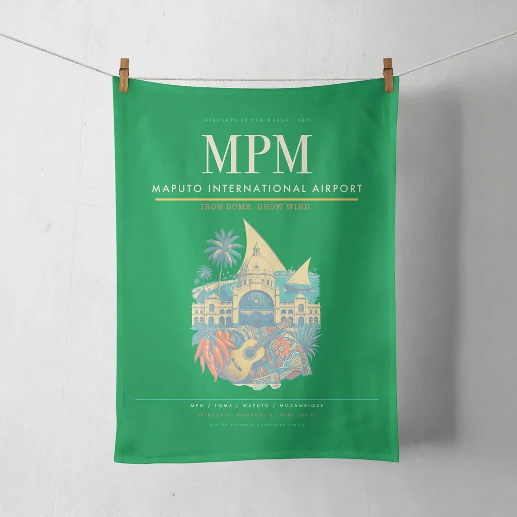 Maputo International Airport (MPM) design on green towel