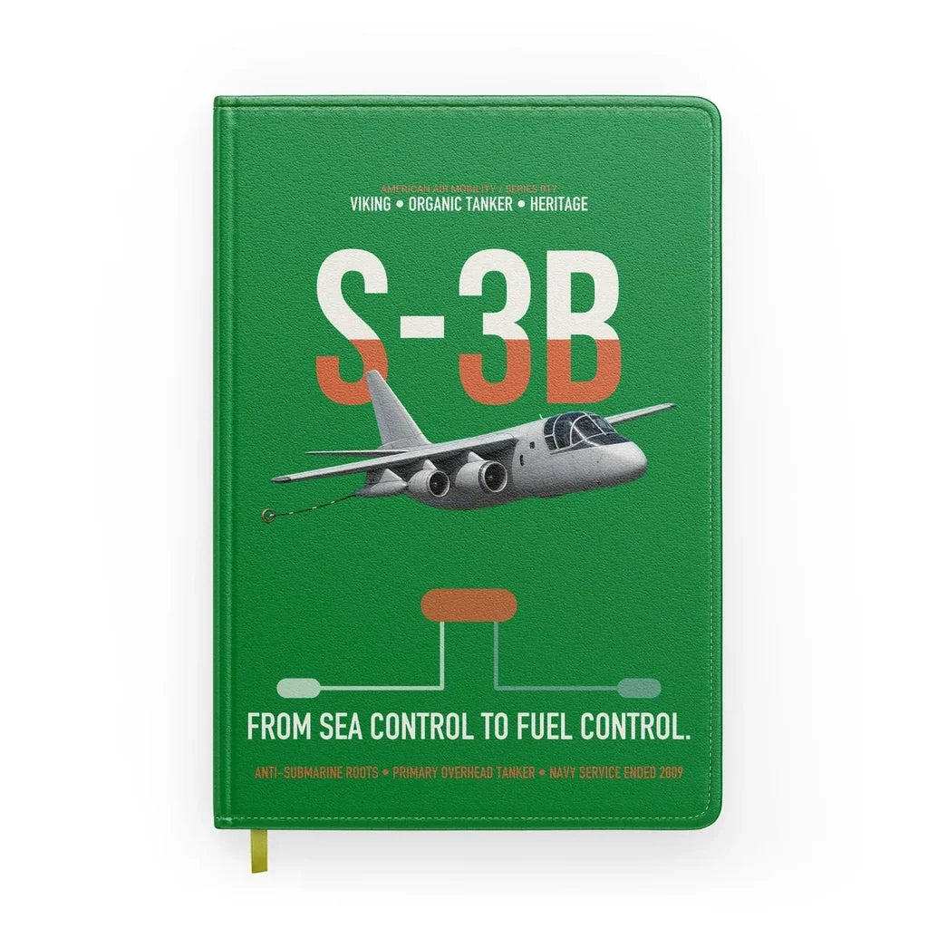 S-3B Viking design on green notebook