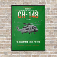 Thumbnail for Sikorsky CH-148 Cyclone vertical canvas print - framed - green background