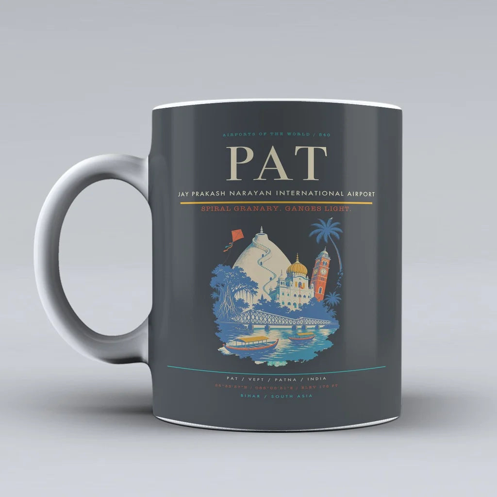 Prakash Narayan International Airport PAT Mug design on gray jay